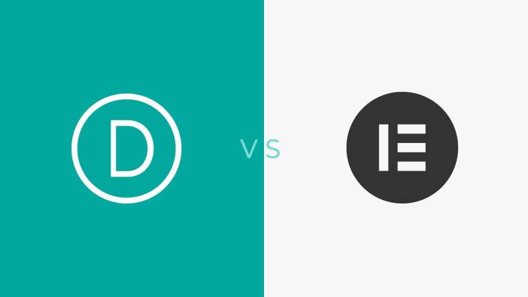 A graphic comparing the Divi page builder logo versus the Elementor page builder logo.