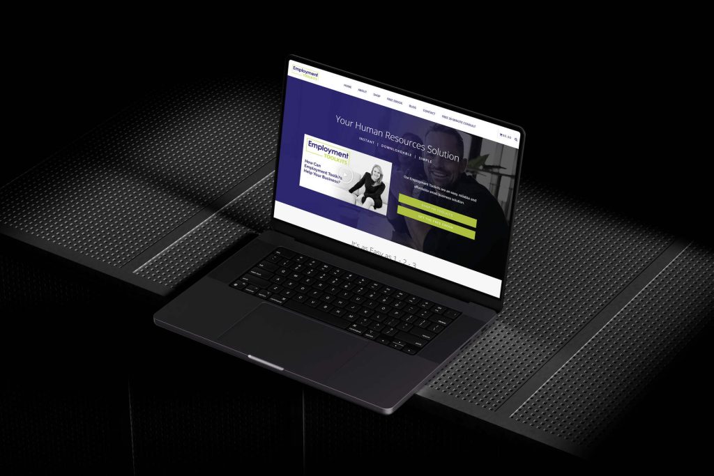 We Are Web Design Portfolio image showcasing the professional, user-friendly website design for HR platform Employment Toolkits on a laptop screen.