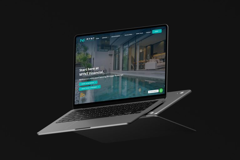 We Are Web Design Portfolio image showcasing the professional, conversion-focused website design for mortgage brokerage Mynt Financial on a laptop screen.