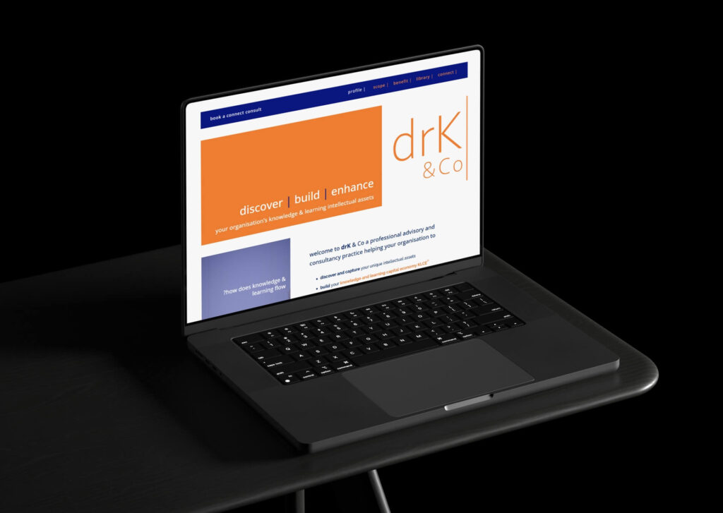 We Are Web Design Portfolio image showcasing the professional, sophisticated website design for consultancy firm drK & Co on a laptop screen.