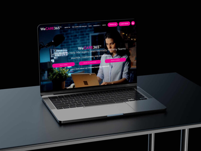 We Are Web Design Portfolio image showcasing the professional, engaging website design for workplace mental health platform WeCare365 on a laptop screen.